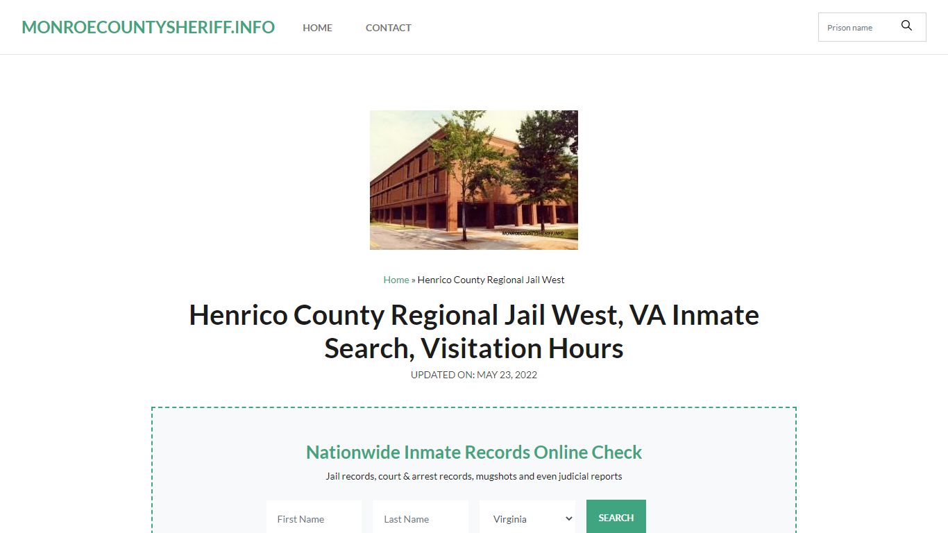 Henrico County Regional Jail West, VA Inmate Search ...